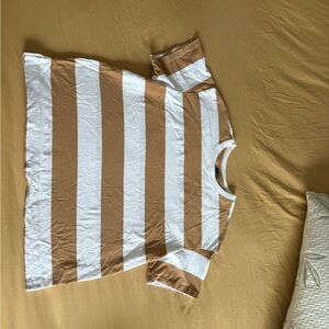 Old Navy White and Tan Striped Tee